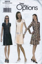 9609 VOGUE EZ LOOSE PULLOVER LINED SHORT - LONG SLEEVE A-DRESS PATTERN 14-18